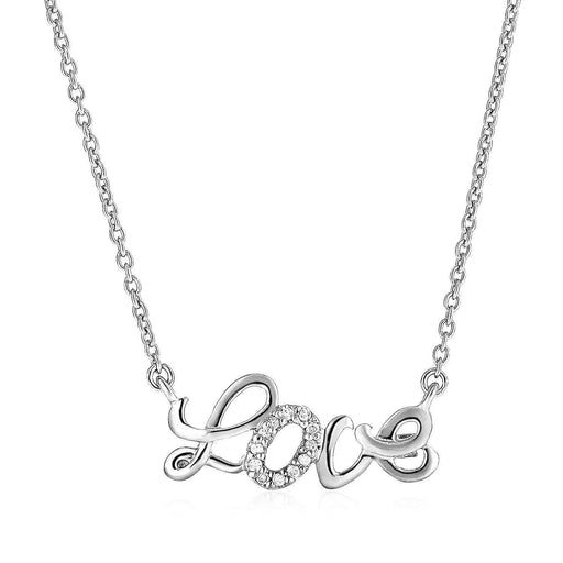 Sterling Silver inchesLove inches Pendant with Diamonds Pendants Angelucci Jewelry   