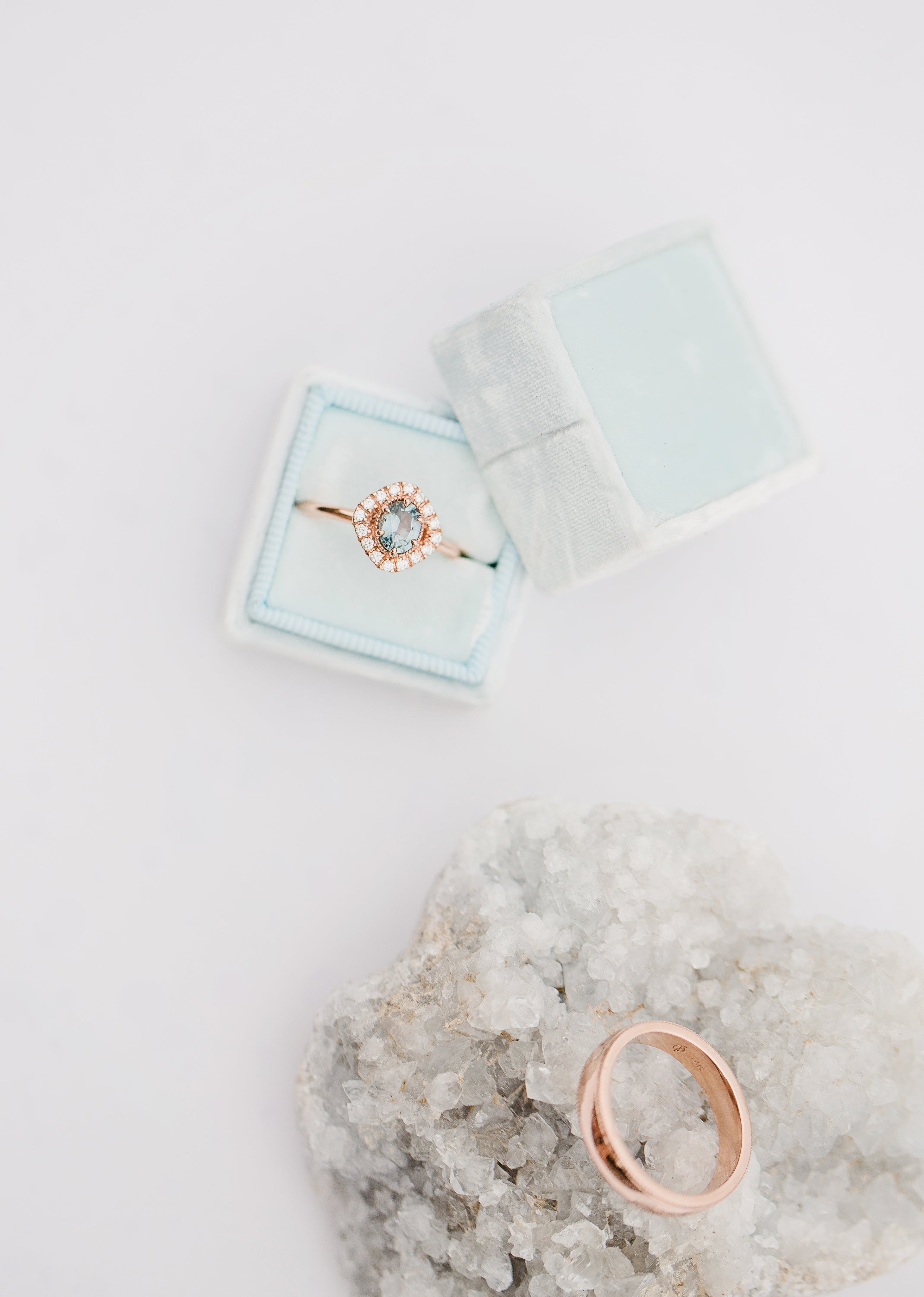 custom blue diamond ladies engagement ring