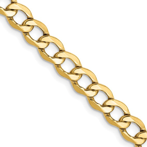 10-Karat 5.25mm Semi-Solid Curb Link Chain - 20"