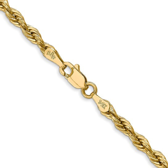 10-Karat 3mm Semi-Solid Rope Chain - 18"