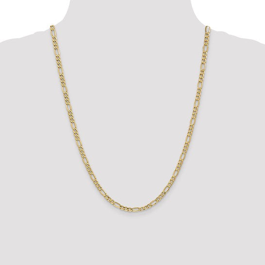 10-Karat 4.4mm Semi-Solid Figaro Chain - 24"