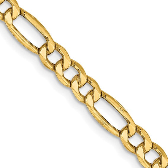 10-Karat 4.4mm Semi-Solid Figaro Chain - 24"