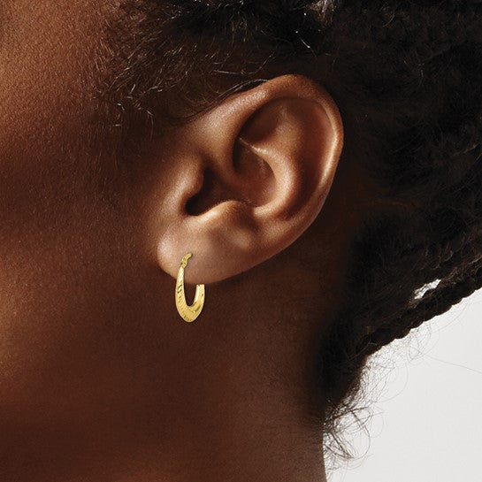 10Karat Textured Hollow Hoop Earrings