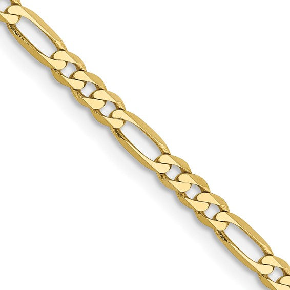 10-Karat 2.75mm Flat Figaro Chain - 20"