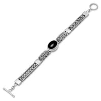 Thumbnail for Oxidized Filigree Design Toggle Bracelet with Black Onyx
