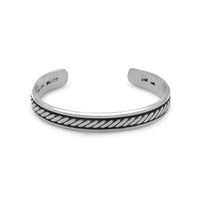 Thumbnail for Oxidized Men's Cuff Bracelet with Rope Design