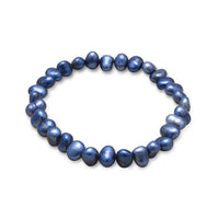 Thumbnail for Dark Blue Cultured Freshwater Pearl Stretch Bracelet