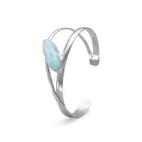 Thumbnail for Large Oblong Larimar Cuff Bracelet