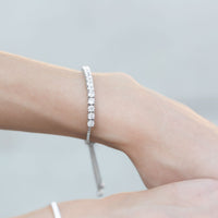Thumbnail for Rhodium Plated CZ Friendship Bolo Bracelet