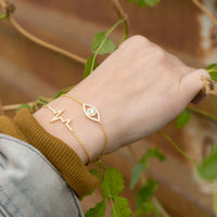 Thumbnail for 14 Karat Gold Plated CZ Evil Eye Friendship Bolo Bracelet