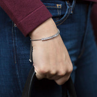 Thumbnail for Rhodium Plated Square CZ Friendship Bolo Bracelet