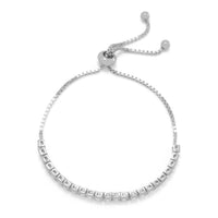 Thumbnail for Rhodium Plated Square CZ Friendship Bolo Bracelet