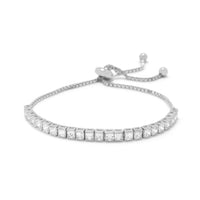Thumbnail for Rhodium Plated Square CZ Friendship Bolo Bracelet