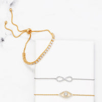 Thumbnail for Rhodium Plated CZ Infinity Friendship Bolo Bracelet