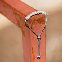 Thumbnail for Rhodium Plated Cultured Freshwater Pearl Bolo Bracelet