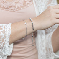 Thumbnail for Rhodium Plated Round Bead Bolo Bracelet