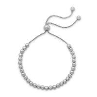 Thumbnail for Rhodium Plated Round Bead Bolo Bracelet