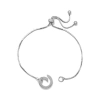 Thumbnail for Rhodium Plated Adjustable Circle Hinge Charm Capable Bolo Bracelet