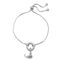 Thumbnail for Rhodium Plated Adjustable Circle Hinge Charm Capable Bolo Bracelet
