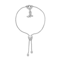 Thumbnail for Rhodium Plated Adaptable Heart Box Chain Bolo Bracelet