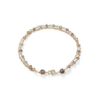 Thumbnail for Double Strand 14 Karat Gold Plated Labradorite Beaded Bracelet