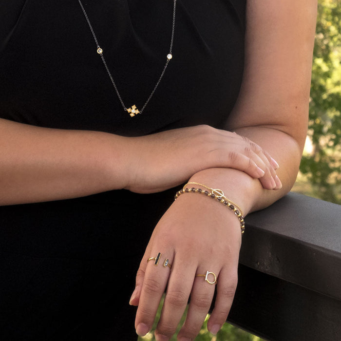 14 Karat Gold Plated and Diamond Chip Ring