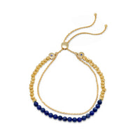 Thumbnail for 18 Karat Gold Plated Double Strand Lapis Bolo Bracelet