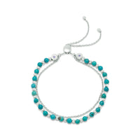 Thumbnail for Rhodium Plated Double Strand Reconstituted Turquoise Bolo Bracelet