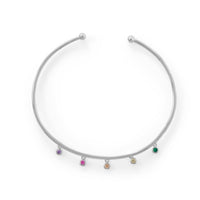 Thumbnail for Rhodium Plated Flex Cuff with Multi Color CZ's