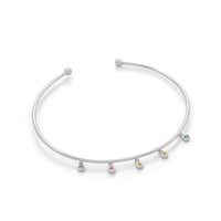 Thumbnail for Rhodium Plated Flex Cuff with Multi Color CZ's