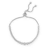 Thumbnail for Rhodium Plated Graduated CZ Bolo Bracelet