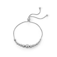 Thumbnail for Rhodium Plated Graduated Bead Bolo Bracelet
