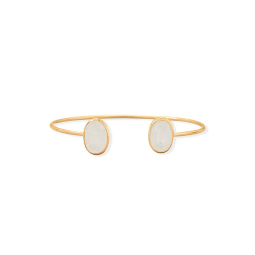 14 Karat Gold Plated Rainbow Moonstone Cuff Bracelet