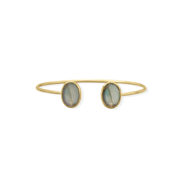 14 Karat Gold Plated Labradorite Cuff Bracelet