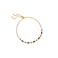 Thumbnail for Bodacious Baguettes! 14 Karat Gold Plated Black CZ Bolo Bracelet