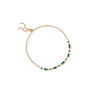 Thumbnail for Bodacious Baguettes! 14 Karat Gold Plated Green CZ Bolo Bracelet