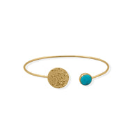 Thumbnail for Turquoise and Hammered Disk Cuff Bracelet