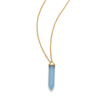 Thumbnail for 14 Karat Gold Plated Spike Pencil Cut Blue Chalcedony Necklace
