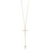 14 Karat Gold Plated Necklace with Double CZ Cross Drop