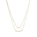 14 Karat Gold Plated Double Strand Curved CZ Bar Necklace