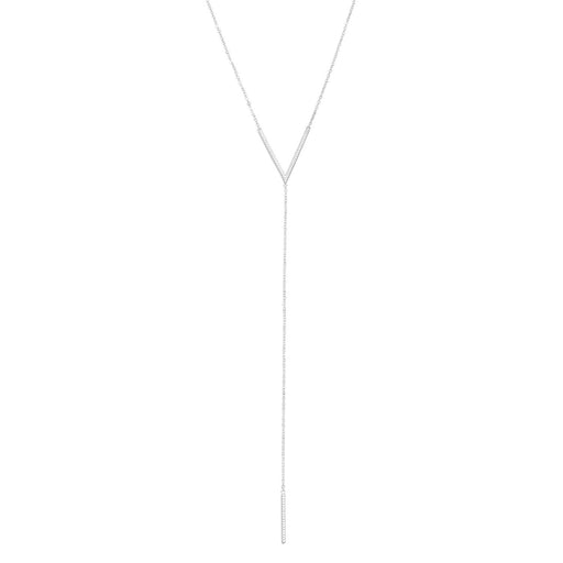 Rhodium Plated Signity CZ "V" Drop Necklace