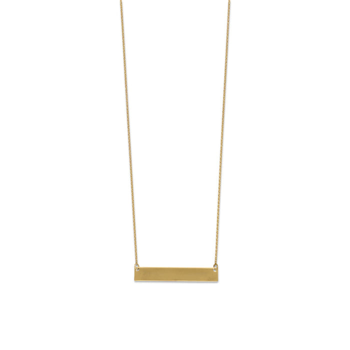 14 Karat Gold Plated Engravable Bar Necklace