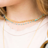 Thumbnail for Triple Strand 14 Karat Gold Plated Multistone Necklace