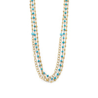 Thumbnail for Triple Strand 14 Karat Gold Plated Multistone Necklace