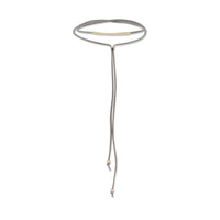 Thumbnail for Grey Suede 14 Karat Gold Plated Bar Lariat Choker