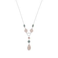 Thumbnail for Sterling Silver Aquamarine and Rose Quartz Drop Necklace