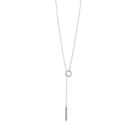 Thumbnail for Rhodium Plated Nano Turquoise CZ Drop Lariat Necklace