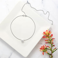 Thumbnail for Rhodium Plated Adjustable Box Chain and Ball Necklace
