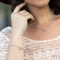 Thumbnail for Two Tone Double Strand Open Heart Bracelet