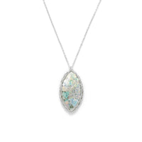 Thumbnail for Ancient Roman Glass Marquise Necklace with Woven Wire Mesh